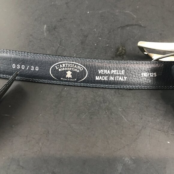 Men's L'Artigiano Sorrentino Italy Black Leather Belt - Picture 2 of 4